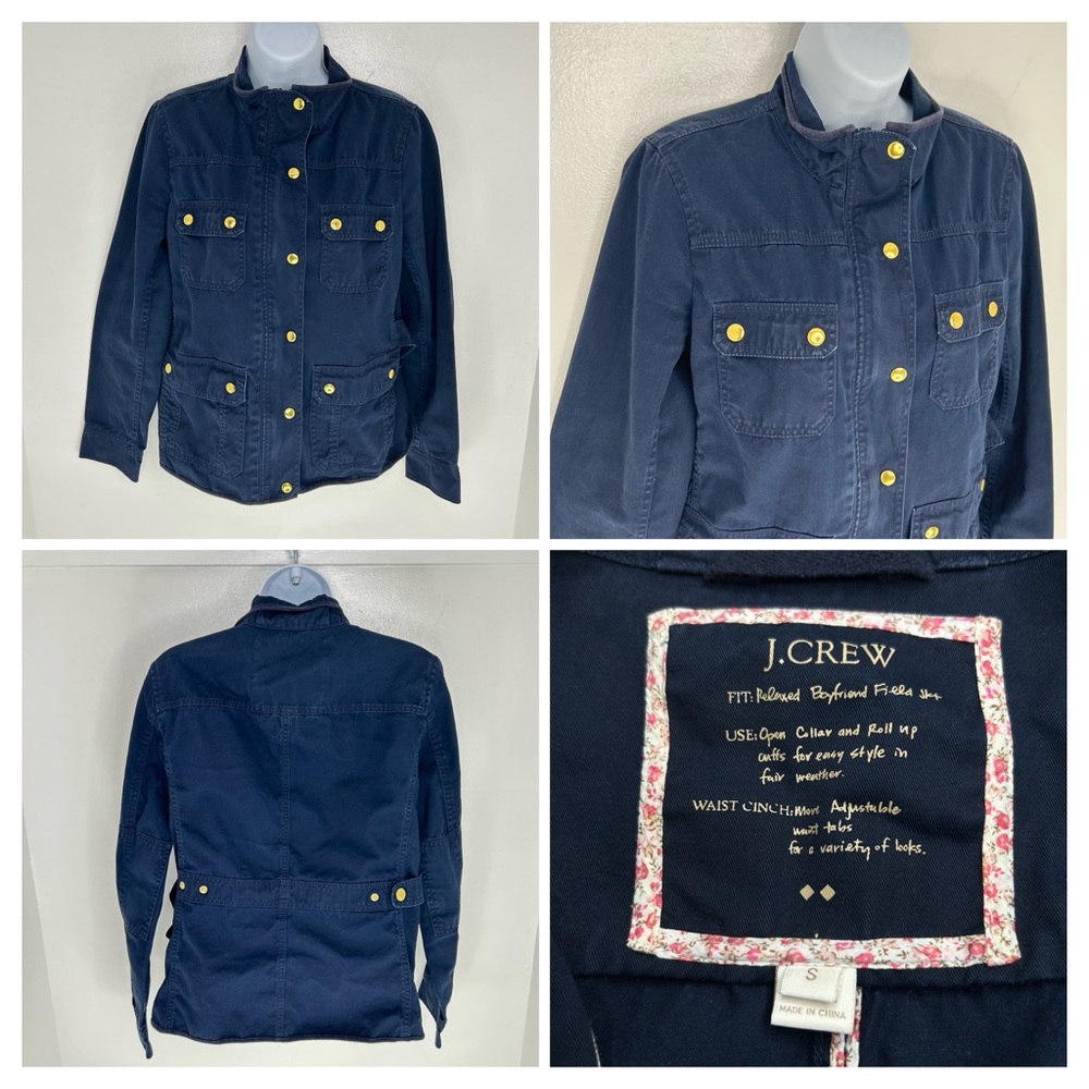 J. Crew Relaxed Boyfriend Field Jacket Size Small Navy Blue Barn Coat Preppy
